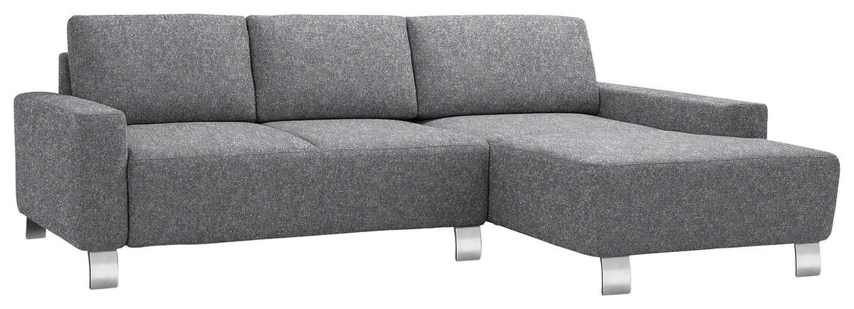 ECKSOFA  in Mikrovelours Grau  248/160 cm  - Alufarben/Grau, Design, Textil/Metall (248/160cm) - Sedda