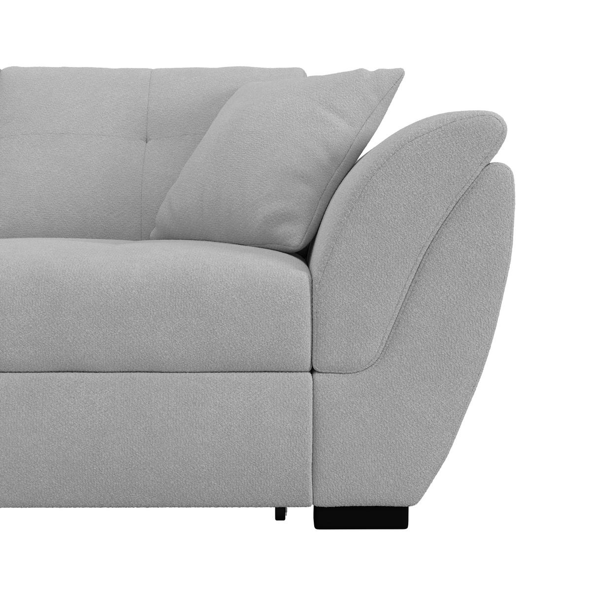 ECKSOFA Hellgrau Zierkissen, Bettkasten, Schlaffunktion, Rücken echt  - Hellgrau/Schwarz, KONVENTIONELL, Kunststoff/Textil (187/278cm) - MID.YOU