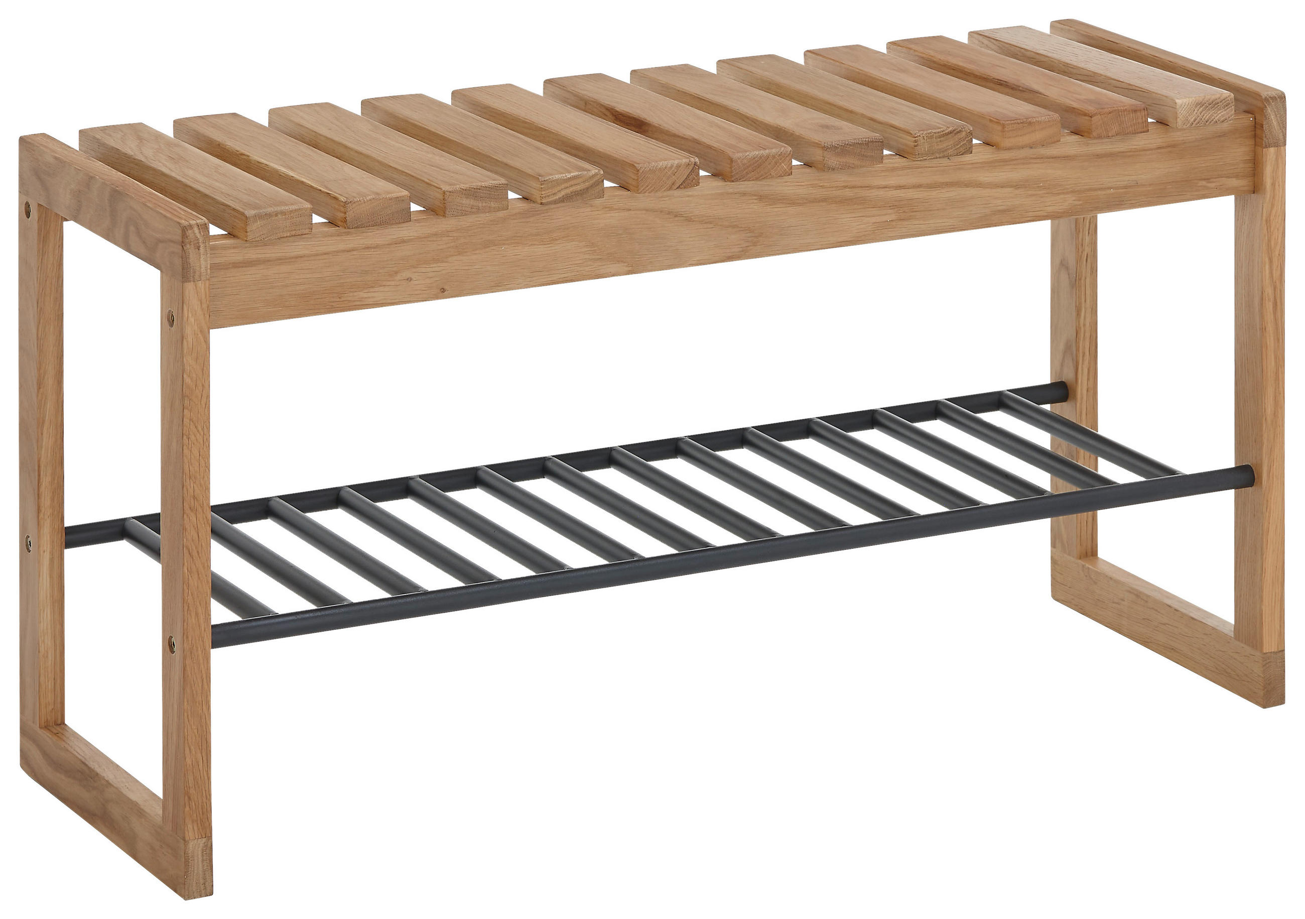 BANCĂ PENTRU HOL 88/45/30 cm  - culoare lemn stejar/negru, Basics, lemn/metal (88/45/30cm)