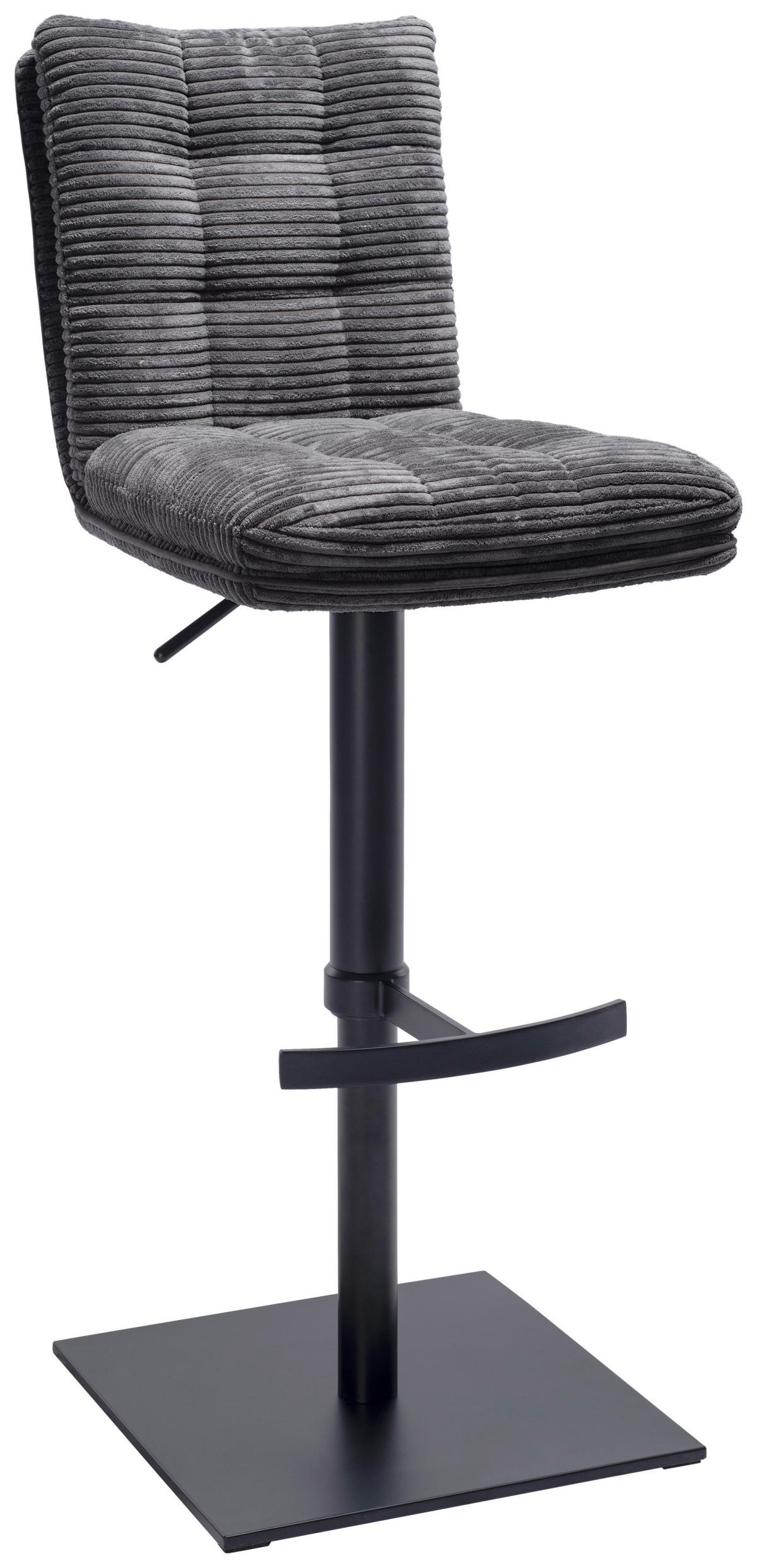 BARHOCKER in Metall, Textil Blaugrau  - Blaugrau/Schwarz, Design, Textil/Metall (43/90-116/57cm) - Stylife