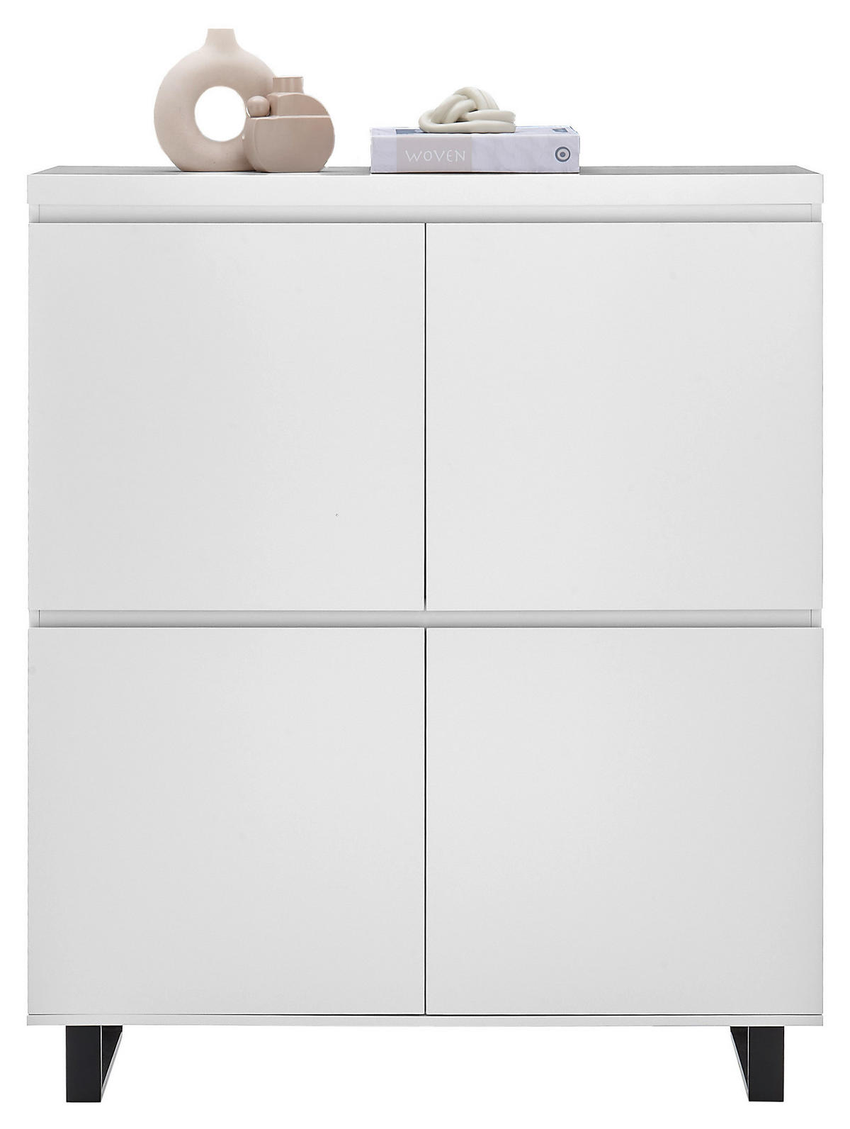 HIGHBOARD Austin  in 111/130/40 cm  - Schwarz/Weiß, Basics, Holzwerkstoff/Metall (111/130/40cm)