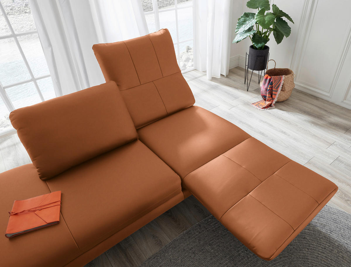 RÉCAMIERE in Echtleder Cognac  - Chromfarben/Cognac, Design, Leder/Metall (209/85-109/95-16cm) - Dieter Knoll