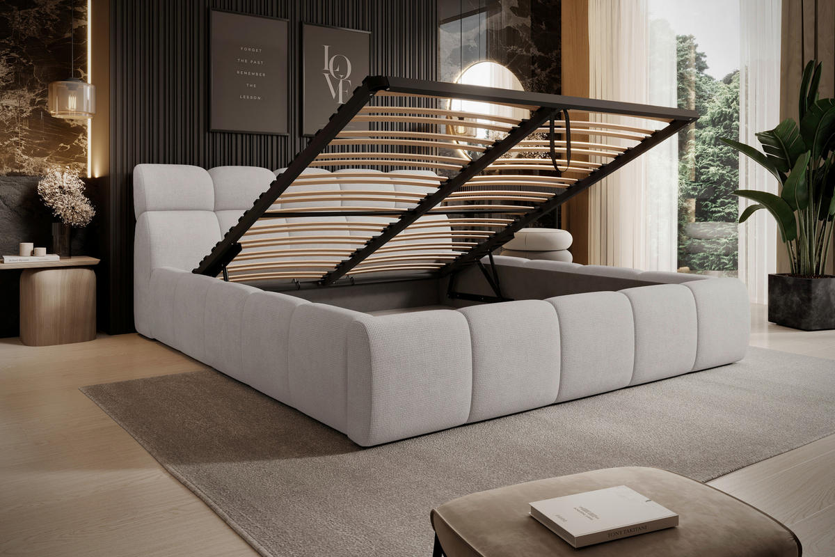STOPPAD SÄNG 180/200 cm  i  - silver/svart, Design, trämaterial/trä (180/200cm) - Esposa