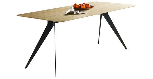 ESSTISCH Schwarz, Eichefarben rechteckig  in verschiedenen Größen erhältlich, Variantenauswahl  - Eichefarben/Schwarz, LIFESTYLE, Holz/Metall (160/90/75cm) - Linea Natura