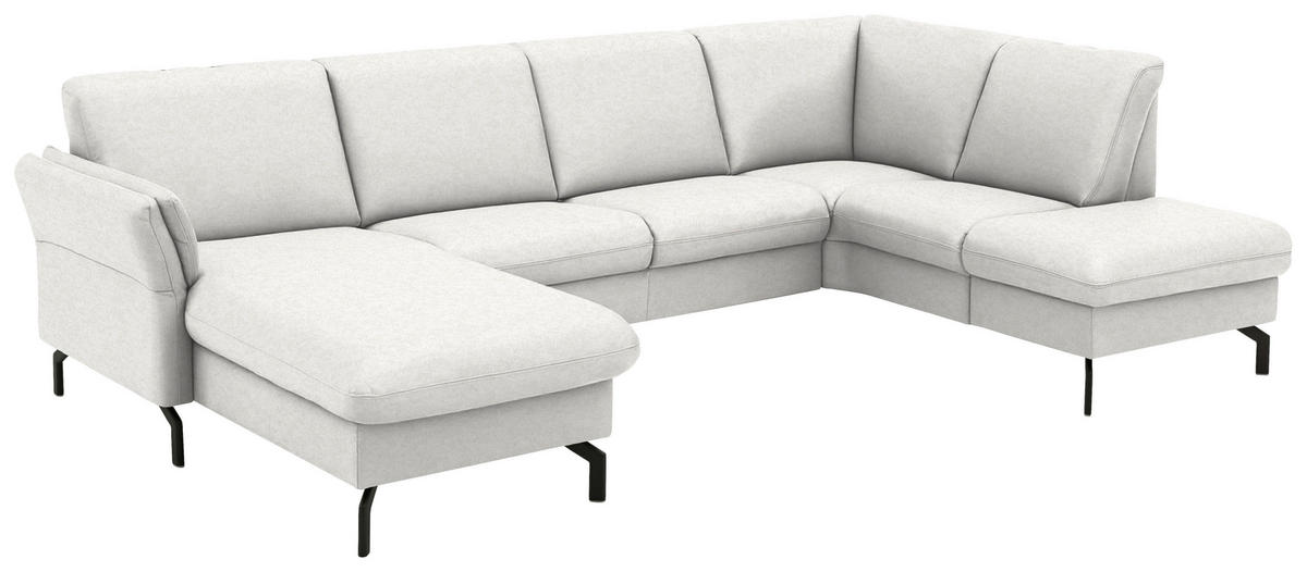 WOHNLANDSCHAFT  in Flachgewebe Alabasterfarben  - Alabasterfarben/Schwarz, KONVENTIONELL, Textil/Metall (170/307/190cm) - Beldomo Comfort
