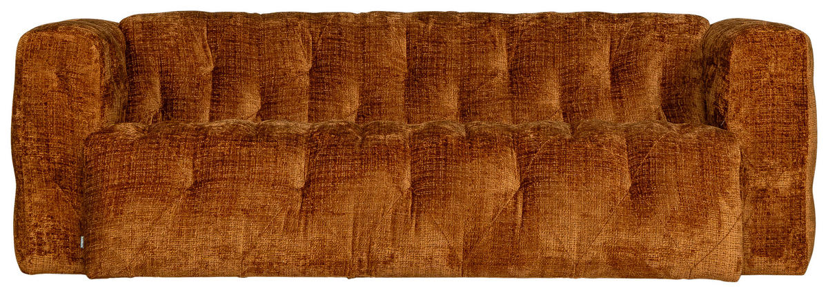 2,5-SITS SOFFA i sammet rostfärgad  - rostfärgad, Klassisk, metall/trä (232/78/112cm) - Niels Andersson