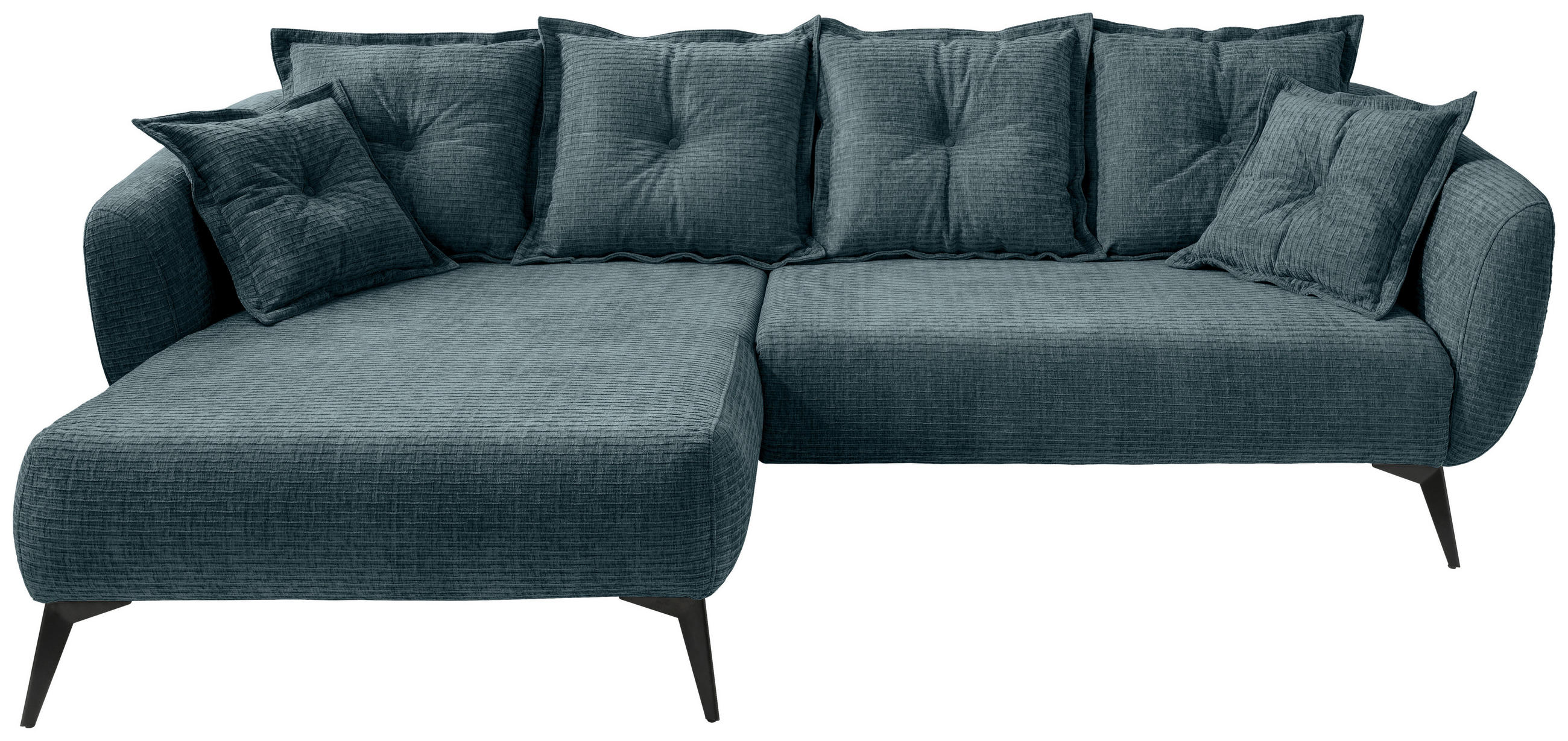 ECKSOFA in Mikrofaser Blau  - Blau/Schwarz, Modern, Textil/Metall (162/277cm) - Livetastic
