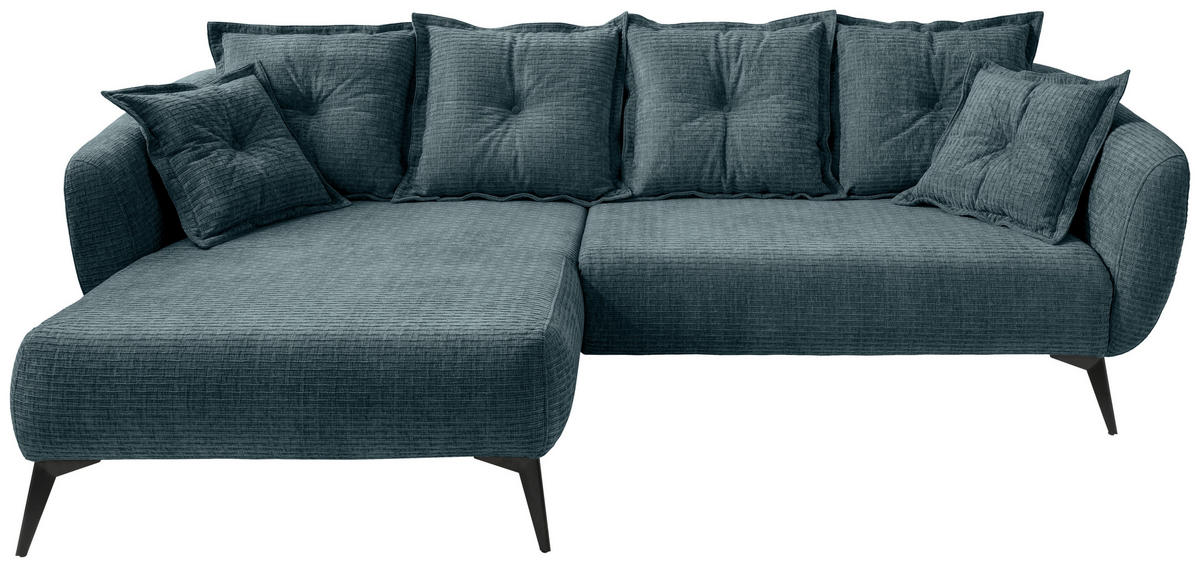ECKSOFA in Mikrofaser Blau  - Blau/Schwarz, Modern, Textil/Metall (162/277cm) - Livetastic