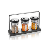 GEWÜRZGLAS-SET - Edelstahlfarben/Transparent, Design, Glas/Holz (23,9/6,7/14,7cm) - Gefu