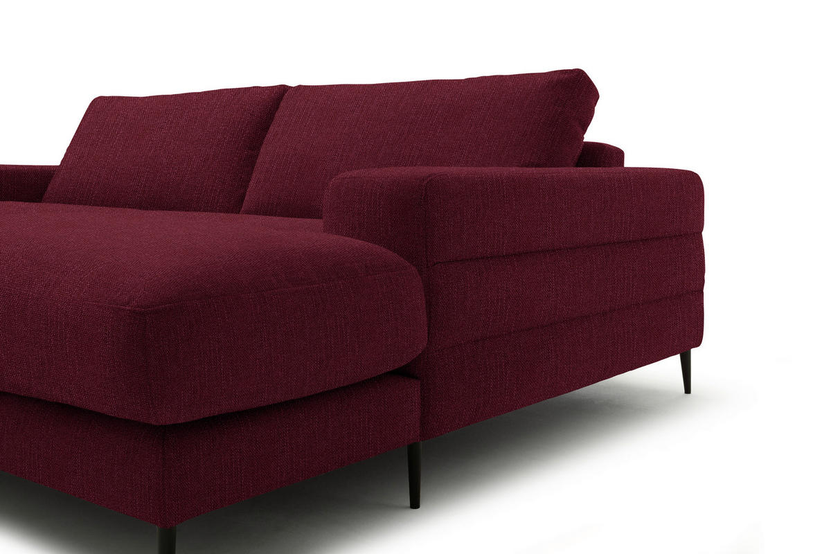 ECKSOFA in Flachgewebe Rot  253/177 cm  - Rot/Schwarz, Design, Textil/Metall (253/177cm) - Dieter Knoll