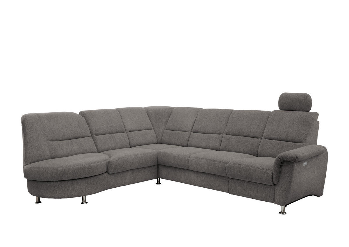 ECKSOFA in Chenille Graubraun  236/275 cm  - Chromfarben/Graubraun, MODERN, Textil/Metall (236/275cm) - Livetastic