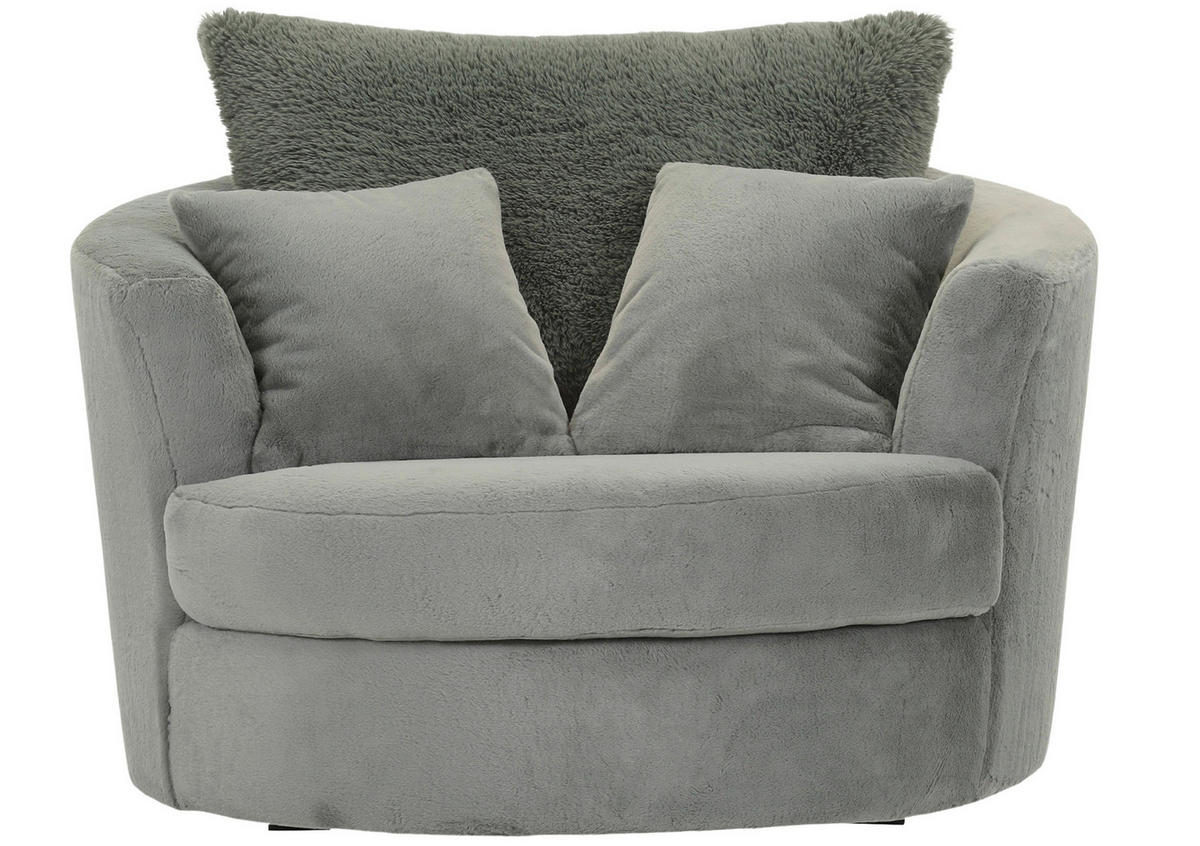 SESSEL in Plüsch Salbeigrün  - Salbeigrün/Schwarz, KONVENTIONELL, Textil/Metall (115/72/115cm) - Ambia Home