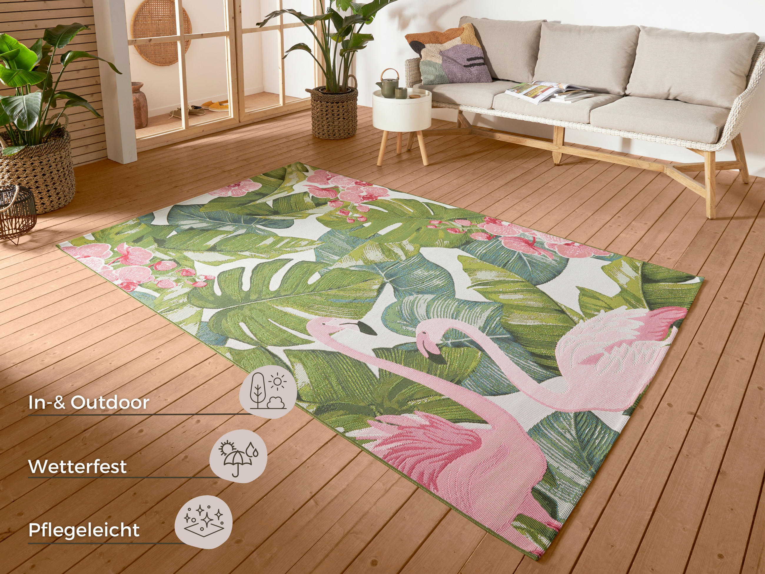 OUTDOORTEPPICH 200/285 cm Flair Rosa, Multicolor  - Multicolor/Rosa, Design, Kunststoff (200/285cm) - Hanse Home