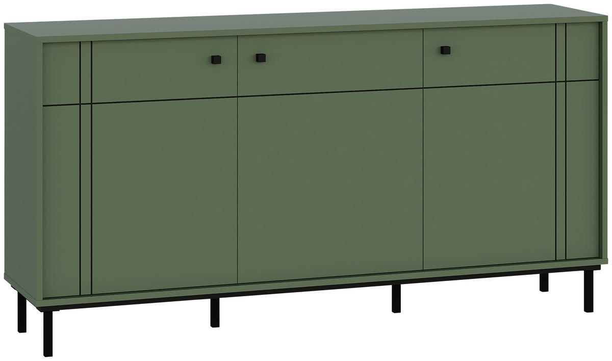 SIDEBOARD  in 160,2/81,8/37 cm  - Schwarz/Grün, MODERN, Holzwerkstoff/Kunststoff (160,2/81,8/37cm) - Carryhome