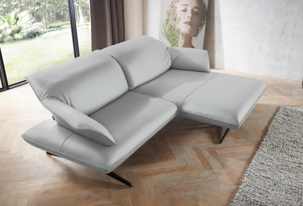ECKSOFA in Echtleder Hellgrau  252/169 cm  - Beige/Hellgrau, Design, Leder/Metall (252/169cm) - Koinor