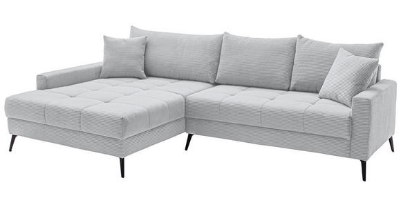 ECKSOFA  in Cord Hellgrau  173/280 cm  - Hellgrau/Schwarz, KONVENTIONELL, Textil/Metall (173/280cm) - Hom`in