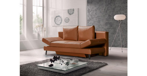 SCHLAFSOFA in Echtleder Braun  - Schwarz/Braun, Design, Leder/Metall (200/85/90cm) - Novel