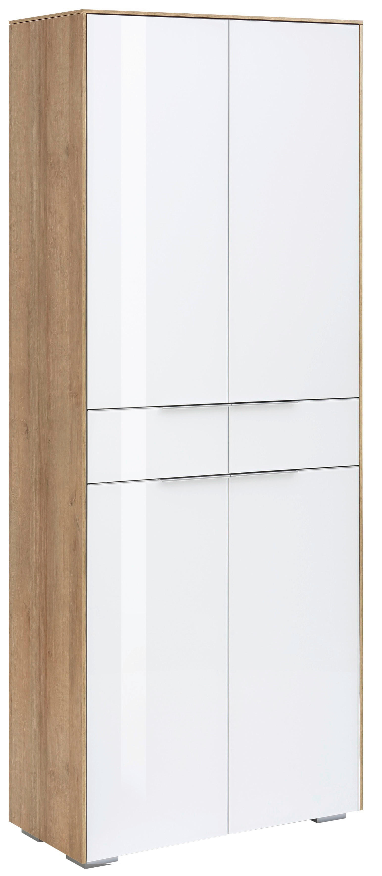 AKTENSCHRANK Weiß, Eichefarben  - Eichefarben/Weiß, Design, Glas/Holzwerkstoff (80,8/199,4/37,2cm) - Voleo