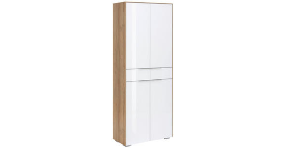 AKTENSCHRANK 80,8/199,4/37,2 cm - Eichefarben/Weiß, Design, Glas/Holzwerkstoff (80,8/199,4/37,2cm) - Voleo