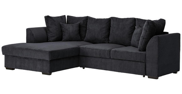 ECKSOFA inkl.Funktionen Schwarz Cord  - Schwarz, Design, Kunststoff/Textil (174/259cm) - Cantus