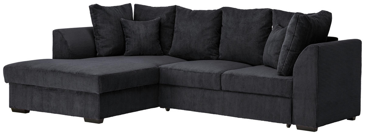 ECKSOFA in Cord Schwarz  174/259 cm  - Schwarz, Design, Kunststoff/Textil (174/259cm) - Cantus