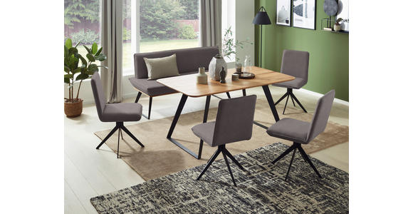 SITZBANK 180/87/64 cm in Schwarz, Eichefarben, Dunkelbraun - Eichefarben/Dunkelbraun, Design, Holz/Textil (180/87/64cm) - Voleo