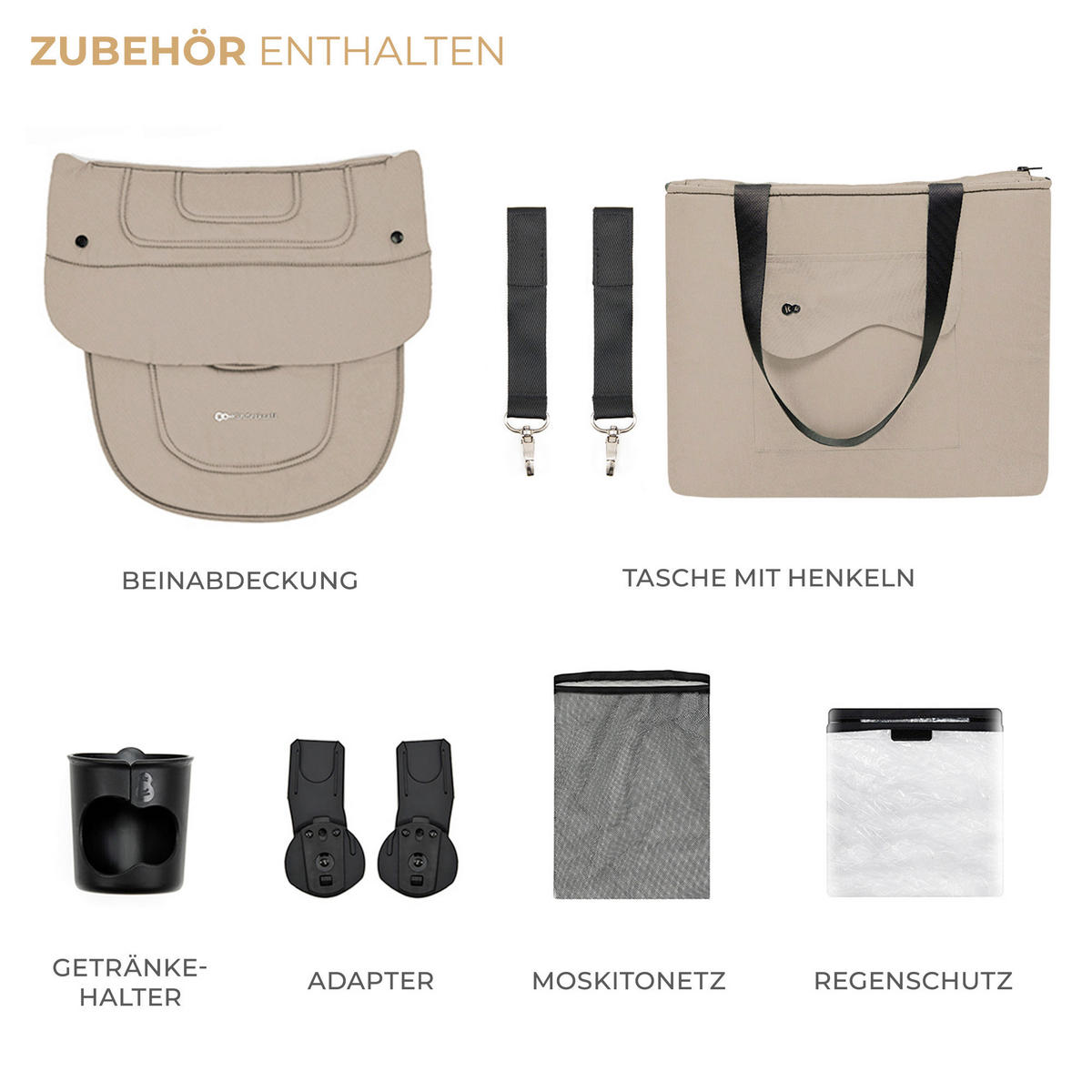 KINDERWAGEN Yoxi 3in1  - Schwarz Hochglanz/Beigebraun, Basics, Kunststoff/Textil (107/59/97cm) - Kinderkraft