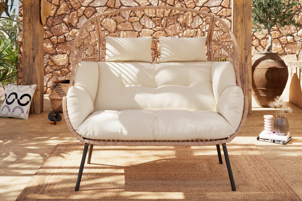 GARTENMUSCHEL 146/136/83 cm  - Beige/Naturfarben, Modern, Kunststoff/Textil (146/136/83cm) - Ambia Garden