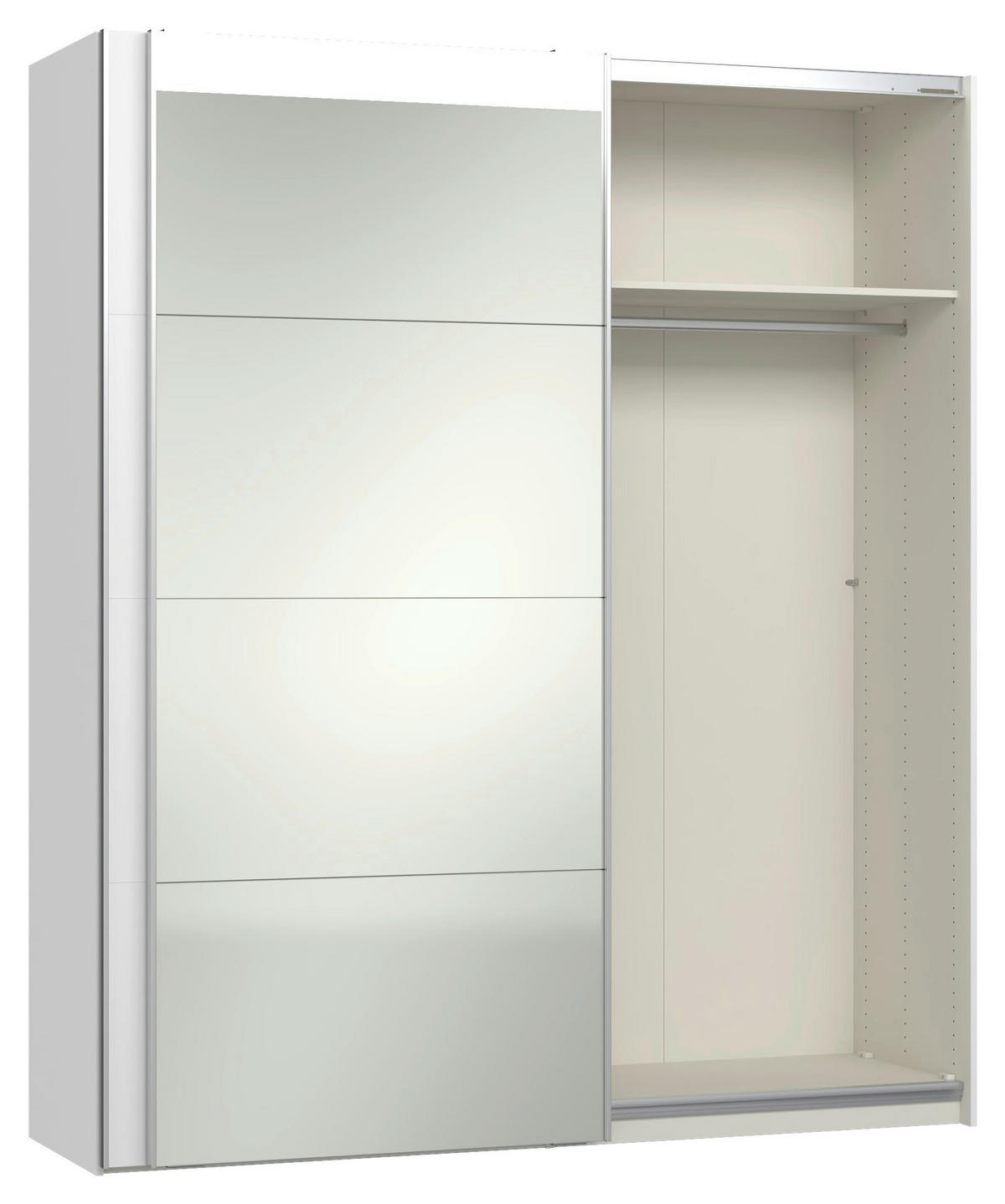 SCHWEBETÜRENSCHRANK 203/236/65 cm 2-türig Weiß  - Silberfarben/Weiß, Design, Glas/Holzwerkstoff (203/236/65cm) - Jutzler