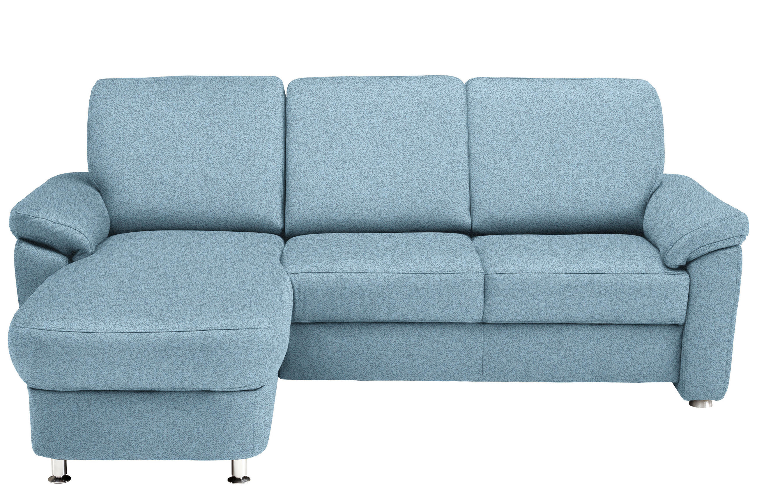 ECKSOFA in Flachgewebe Hellblau  - Chromfarben/Hellblau, Konventionell, Textil/Metall (163/250cm) - Beldomo System