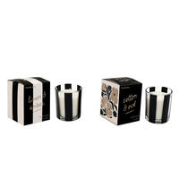 LUMÂNARE ÎN PAHAR DE STICLĂ - alb/negru, Basics, materiale naturale/sticlă (8/9/8cm)