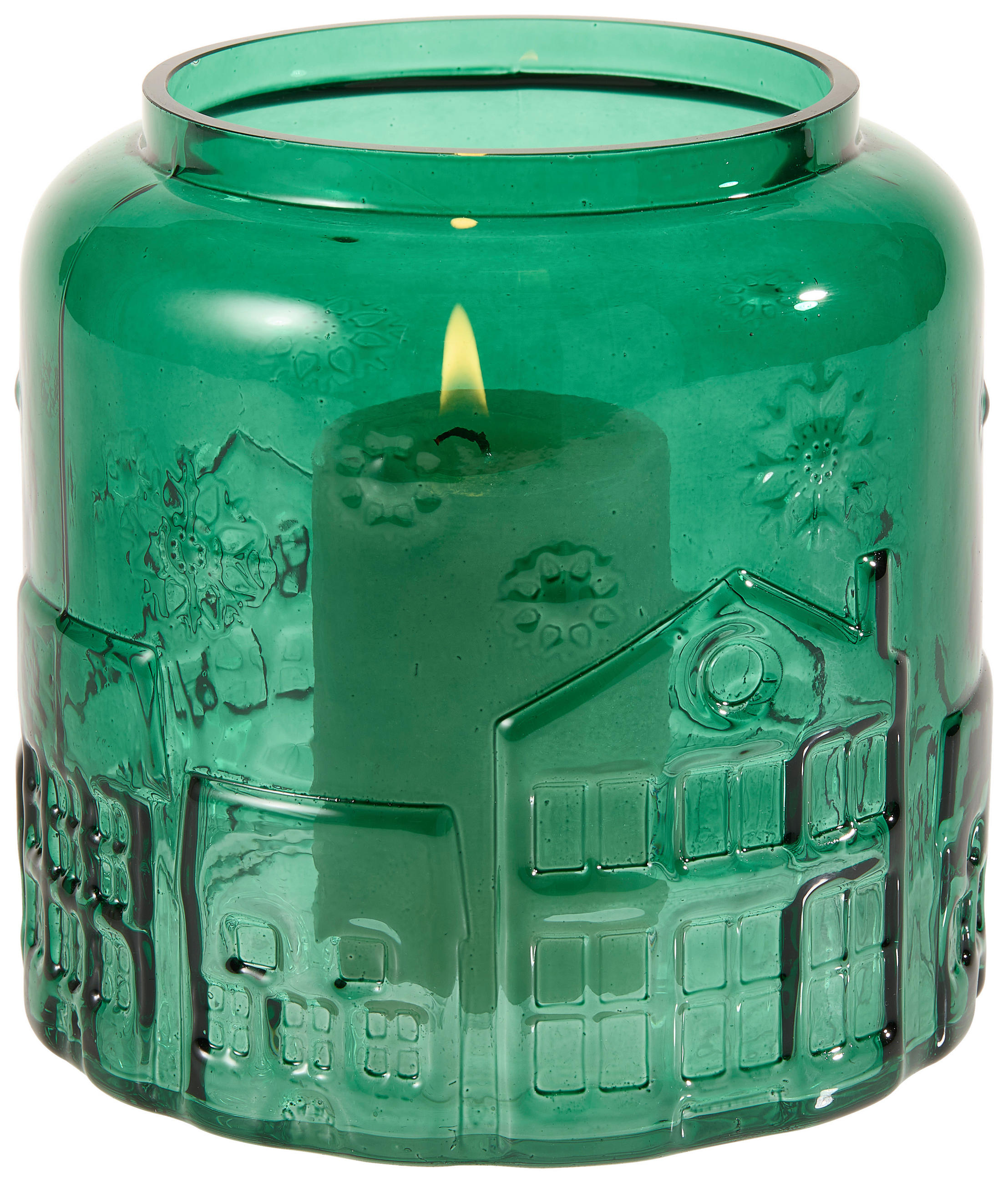 X-Mas Windlicht Waldgrün 15 cm