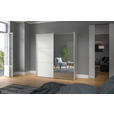 SCHWEBETÜRENSCHRANK  in Weiß  - Edelstahlfarben/Weiß, Design, Glas/Holzwerkstoff (203/215/65cm) - Carryhome
