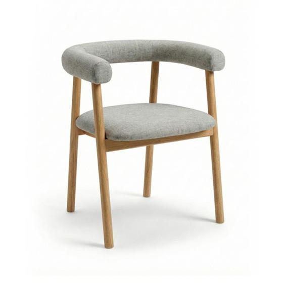 STOL MED ARMSTÖD  läderutbud, tygutbud   ekfärgad, blågrå  - blågrå/ekfärgad, Design, trä/plast (62/73/57cm) - Skovby