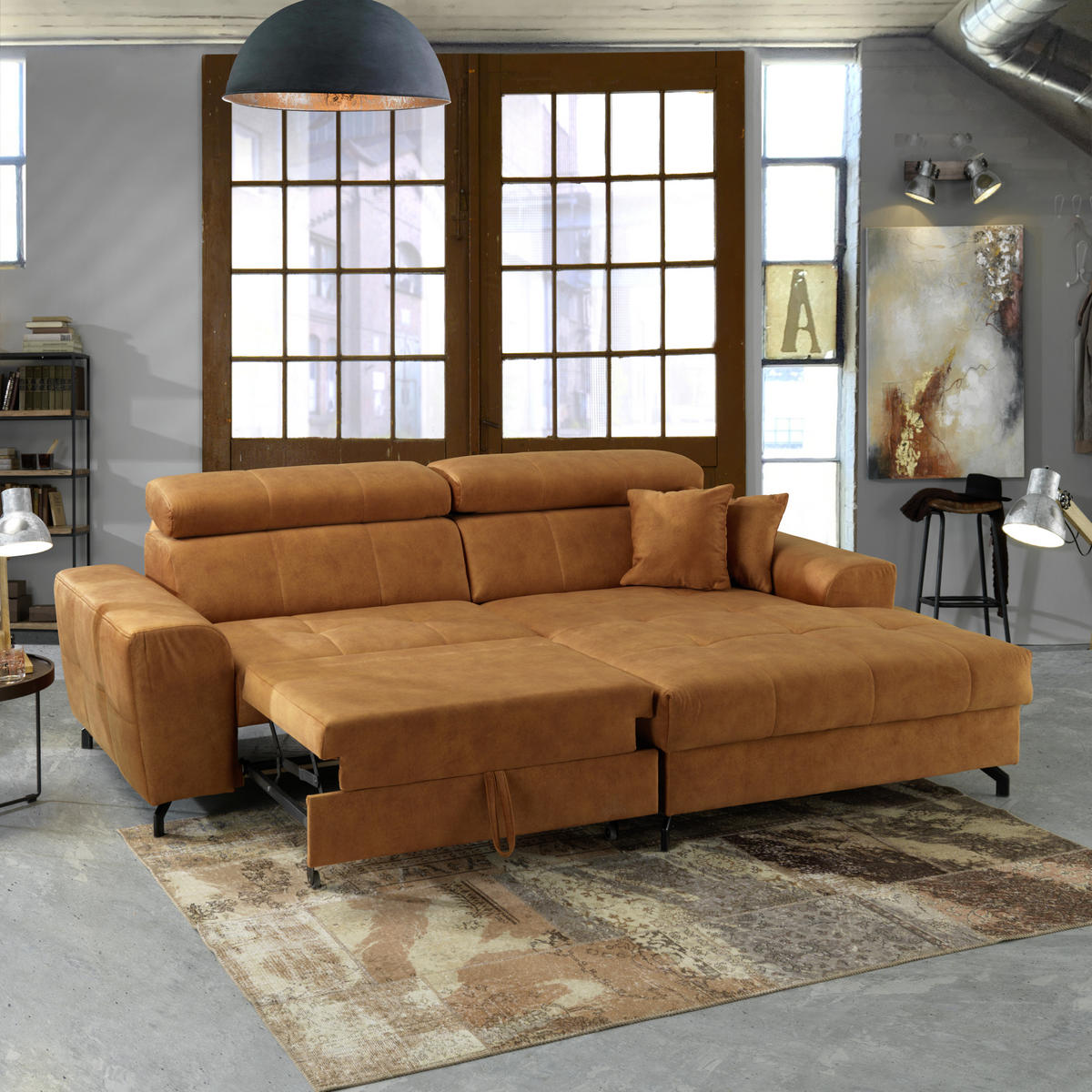 ROHOVÁ SEDACIA SÚPRAVA, textil, oranžová - oranžová/čierna, Design, kov/textil (267/181cm) - Carryhome