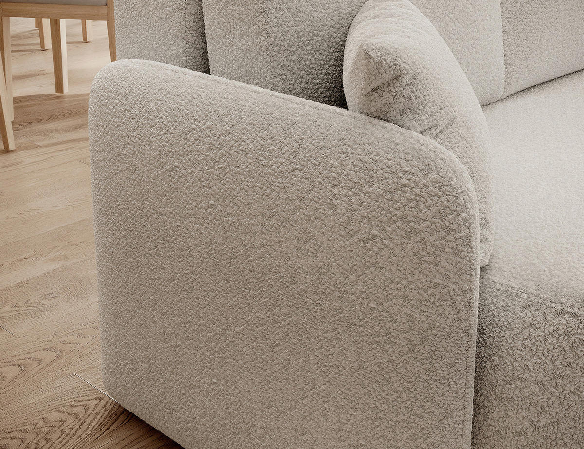 ECKSOFA HADSON Weiß Teddystoff Zierkissen, Rückenkissen, Bettkasten  - Schwarz/Weiß, Design, Kunststoff/Textil (206/150cm) - MID.YOU