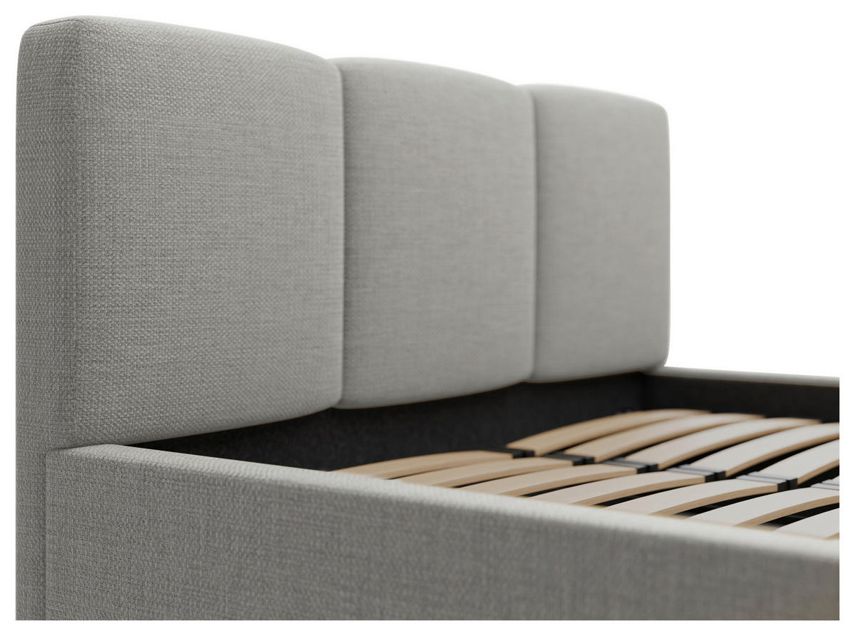 POLSTERBETT Lattenrost, Bettkasten 140/200 cm  in Hellgrau  - Hellgrau/Schwarz, Design, Holz/Textil (140/200cm) - Boxxx