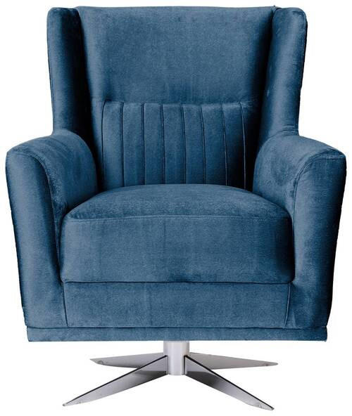 SESSEL in Velours Blau  - Chromfarben/Blau, Design, Textil/Metall (70/96/75cm) - Livetastic