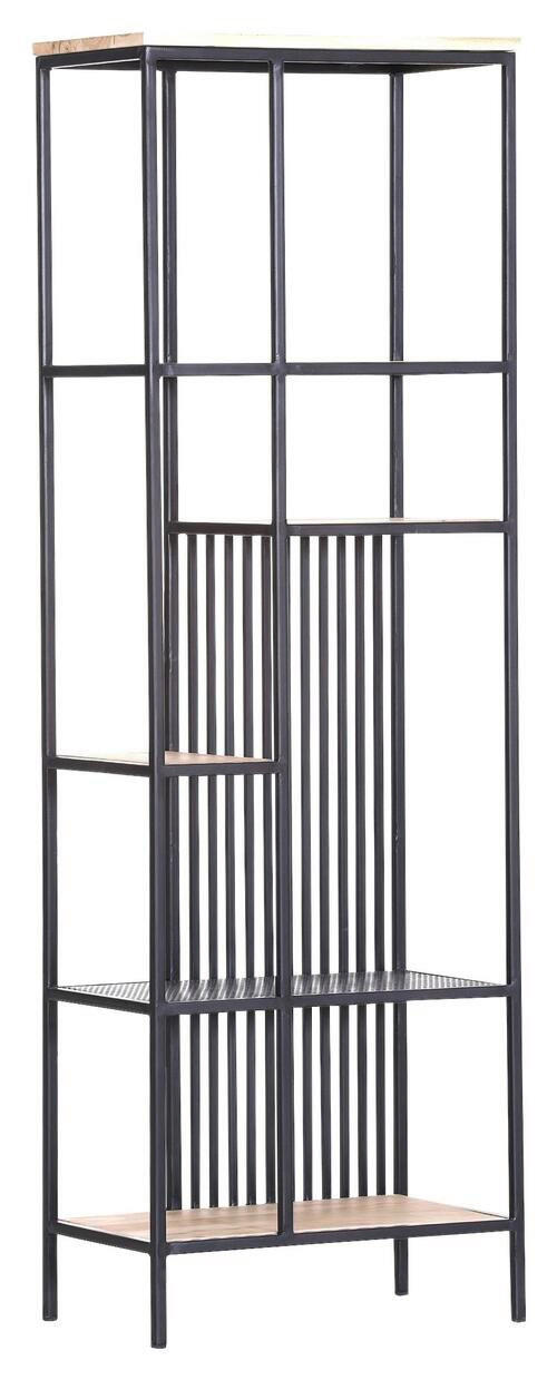 REGAL Akazie massiv Schwarz, Akaziefarben  - Schwarz/Akaziefarben, Trend, Holz/Metall (50/155/30cm) - Carryhome