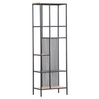 REGAL Akazie massiv Schwarz, Akaziefarben  - Schwarz/Akaziefarben, Trend, Holz/Metall (50/155/30cm) - Carryhome