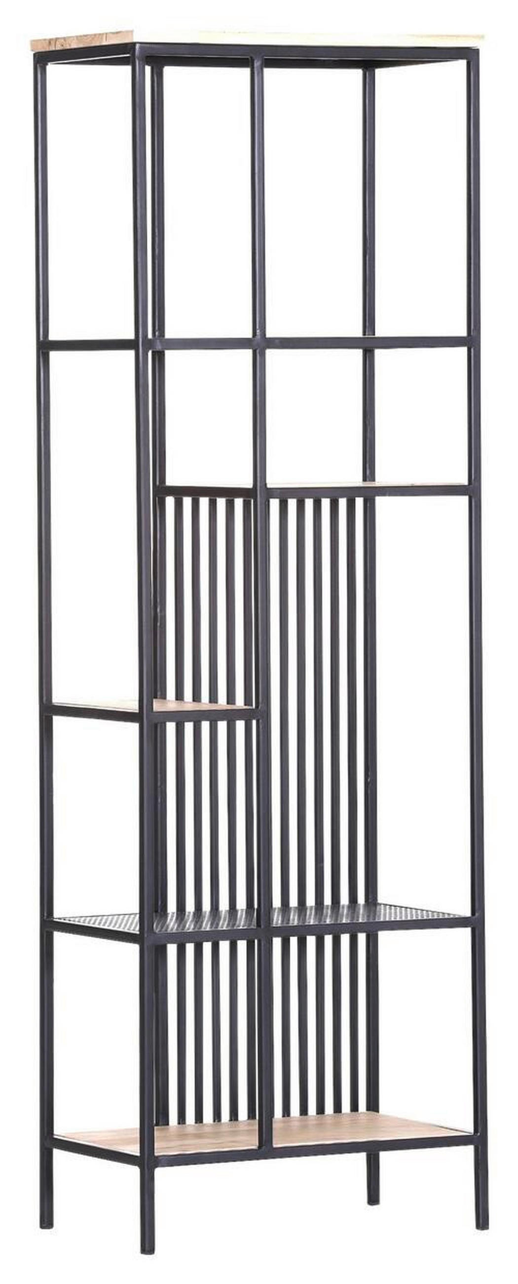 REGAL Akazie massiv Schwarz, Akaziefarben  - Schwarz/Akaziefarben, Trend, Holz/Metall (50/155/30cm) - Carryhome