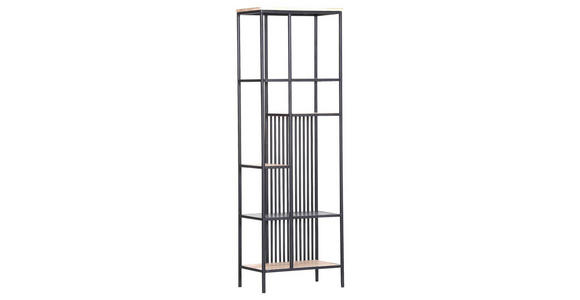 REGAL Akazie massiv Schwarz, Akaziefarben - Schwarz/Akaziefarben, Trend, Holz/Metall (50/155/30cm) - Carryhome