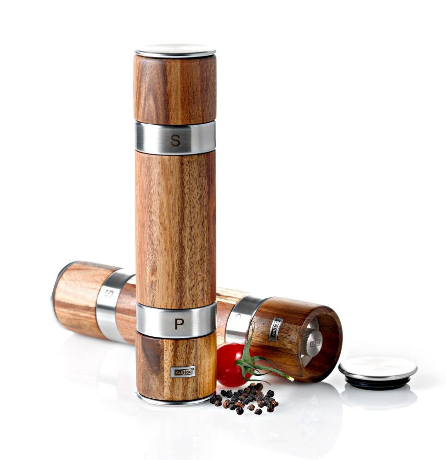 Doppelmühle DUOMILL  - Akaziefarben, Basics, Holz/Keramik (5,5/21/5,5cm) - AdHoc