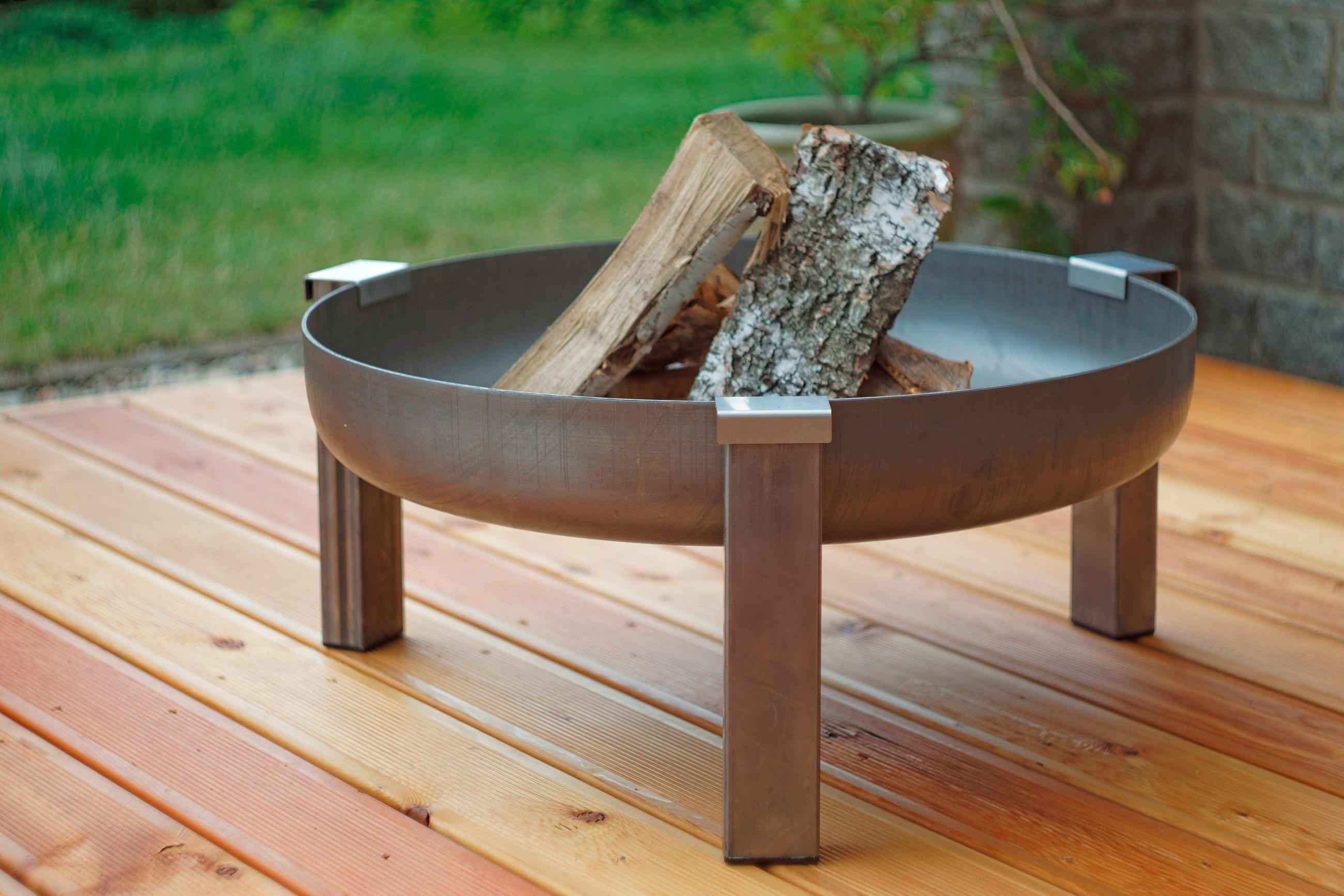 FEUERSCHALE SVENSKAV BASIC XXL 2058 - Edelstahlfarben/Rostfarben, Basics, Metall (63/63/28cm) - Ambia Garden