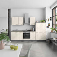 KÜCHENBLOCK Riva 300 cm  in Weiß, Schieferfarben  - Schieferfarben/Edelstahlfarben, MODERN, Holzwerkstoff/Metall (300cm) - Nobilia
