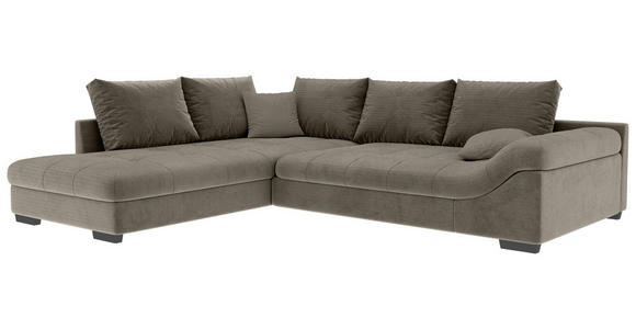 ECKSOFA Taupe Cord - Taupe/Schwarz, KONVENTIONELL, Holz/Textil (202/298cm) - Carryhome