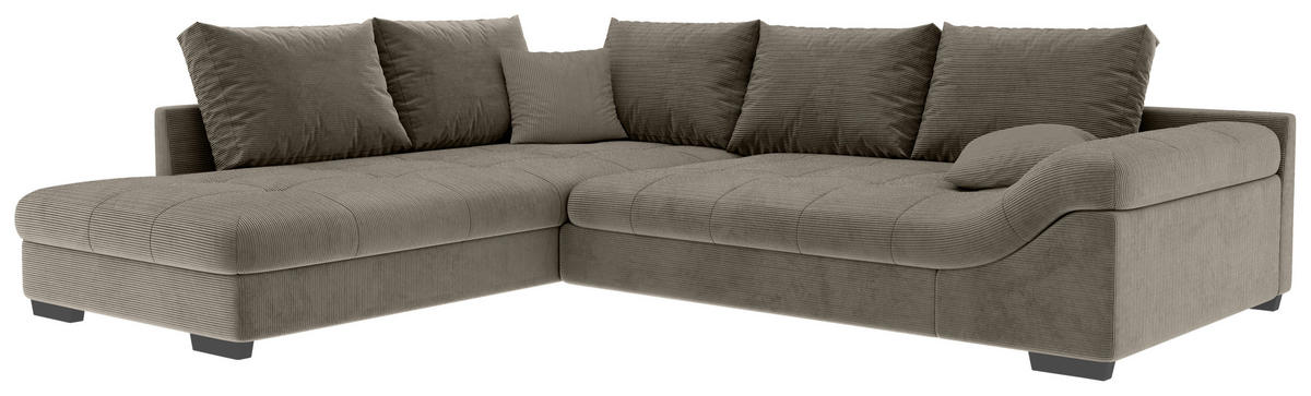 ECKSOFA in Cord Taupe  - Taupe/Schwarz, Konventionell, Holz/Textil (202/298cm) - MID.YOU