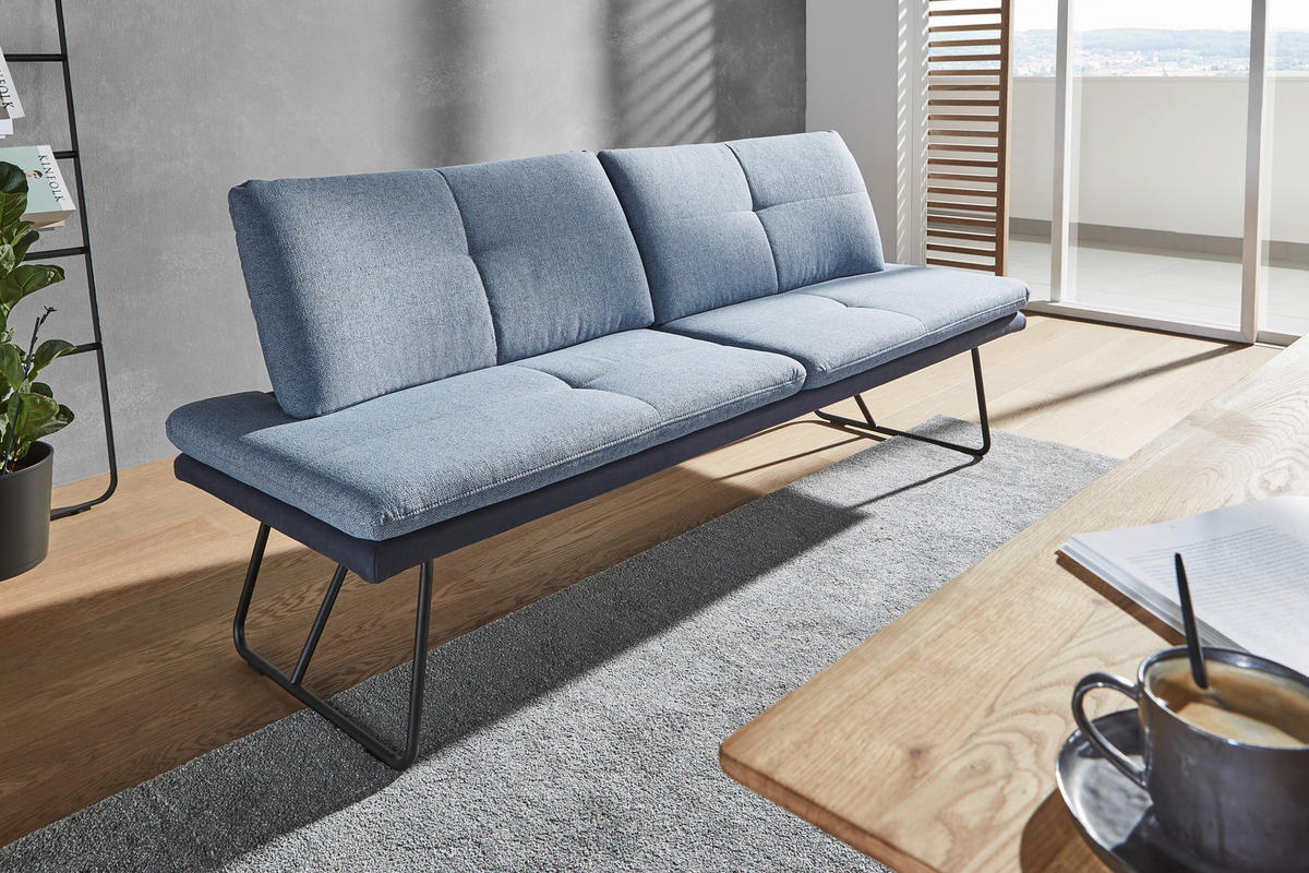 SITZBANK 208/90/74 cm Flachgewebe Anthrazit, Blau, Schwarz Metall  - Blau/Anthrazit, Design, Textil/Metall (208/90/74cm) - Dieter Knoll