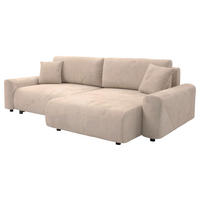 Ecksofa inkl. Funktionen Beige Cord  - Beige/Schwarz, MODERN, Kunststoff/Textil (238/168cm) - Stylife