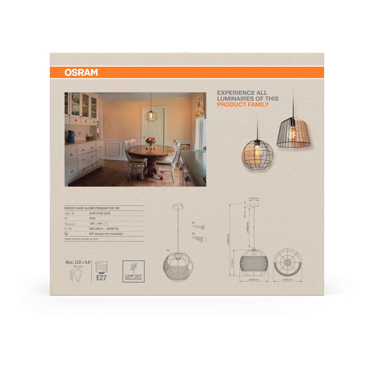 HÄNGELEUCHTE 30/132 cm  - Basics, Holz/Metall (30/132cm) - Osram